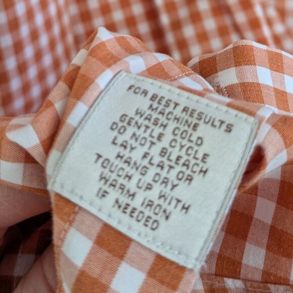 Peter Millar Shirt M Medium Orange Red White Check Button Up Long Sleeve gingham - Picture 5 of 6